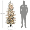 Christmas Trees, 6ft Flocked Pre Lit Skinny Christmas Tree with Auto Open - Seasonal Overstock