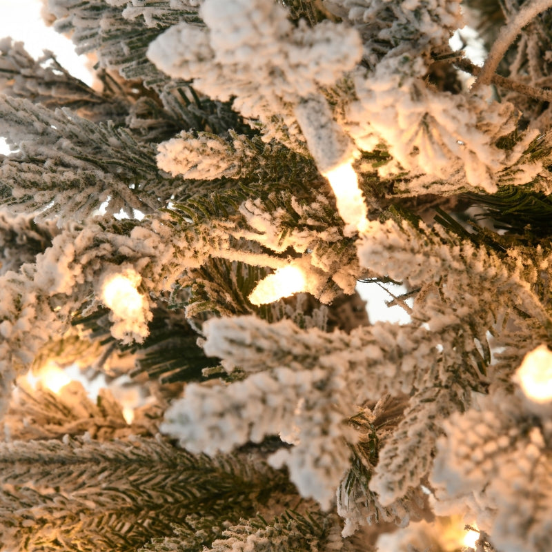 6ft Flocked Pre Lit Skinny Christmas Tree with Auto Open - Seasonal Overstock