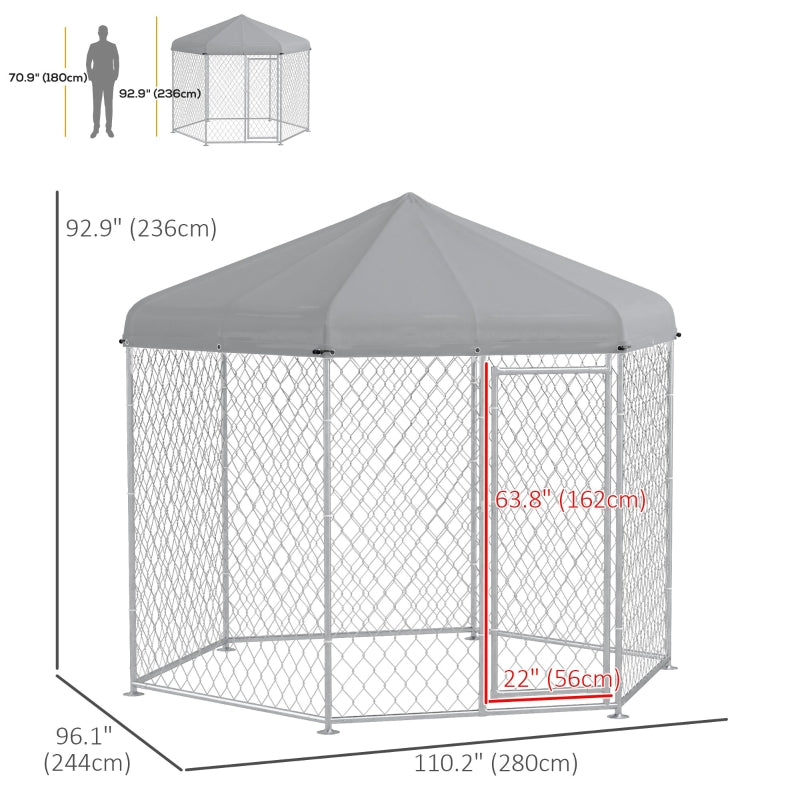 9' x 8' x 7.5' Outdoor Dog Kennel Play Pen For Dogs with Canopy
