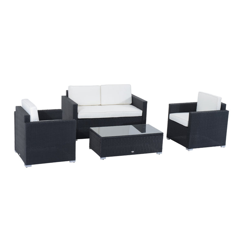 Brently 4pc Patio Sofa Set - White / Black - Seasonal Overstock