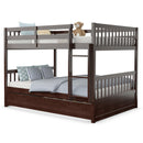Chandler Full Over Full Wood Bunk Bed with Trundle Bed - Brown - Seasonal Overstock