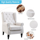 Chairs, Harland Button Tufted Wing Back Armchair - Cream White - Seasonal Overstock