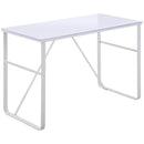 Hutton Minimalist White Glass Top Desk - Seasonal Overstock
