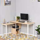 Libra Multi-Configuration Corner Desk with Shelves in Oak and White - Seasonal Overstock