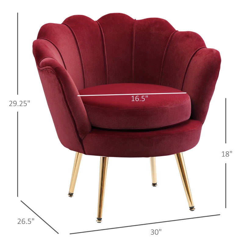 Lita Velvety Accent Tub Chair - Wine Red - Seasonal Overstock