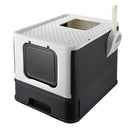 Portable Cat Litter Box with Feet Cleaning Top Exit - Seasonal Overstock