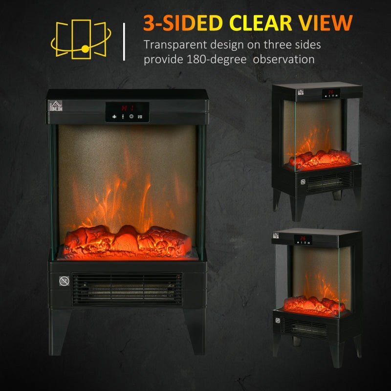 Small 750W / 1500W Freestanding Electric Fireplace with Remote - Seasonal Overstock