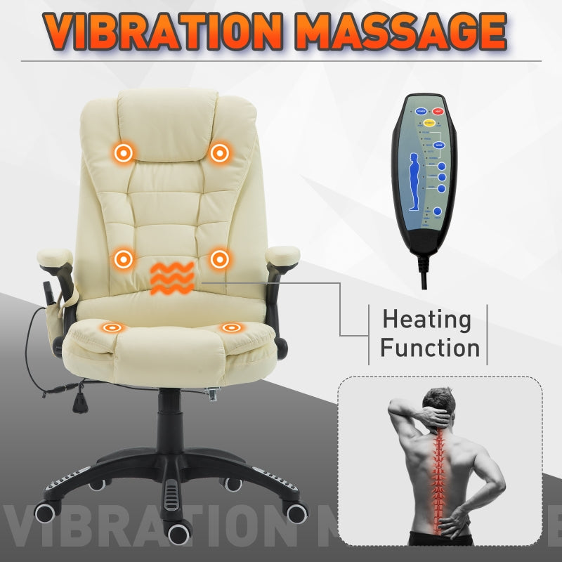 Xavi Luxury Executive Office Chair with Heated Vibration Massage - Beige - Seasonal Overstock