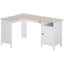 Desks, Bailey White and Natural L-Shaped Desk with Door Cabinet - Seasonal Overstock