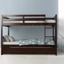 Chandler Full Over Full Wood Bunk Bed with Trundle Bed - Brown - Seasonal Overstock