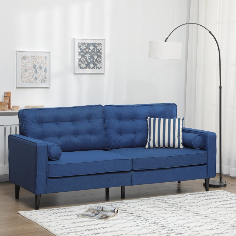 Oliver 80" Blue Button Tufted Mid Century Modern Sofa