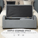 Benches, Osman 47" Nailhead Light Grey Upholstered Storage Bench - Seasonal Overstock