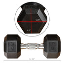 Set of Two 25lb Rubberized Hexagon Dumbbell Weights (50 lbs Total) - Seasonal Overstock