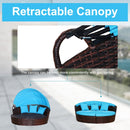 Paloma 4pc Outdoor Rattan Sofa Bed / Patio Conversation Set - Blue - Seasonal Overstock