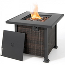 Kindle 32" 50,000 BTU Fire Table with Lava Rocks - Brown Rattan - Seasonal Overstock