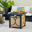 Kenna 28" Square Fire Table with Cover - Black and Brown - Seasonal Overstock