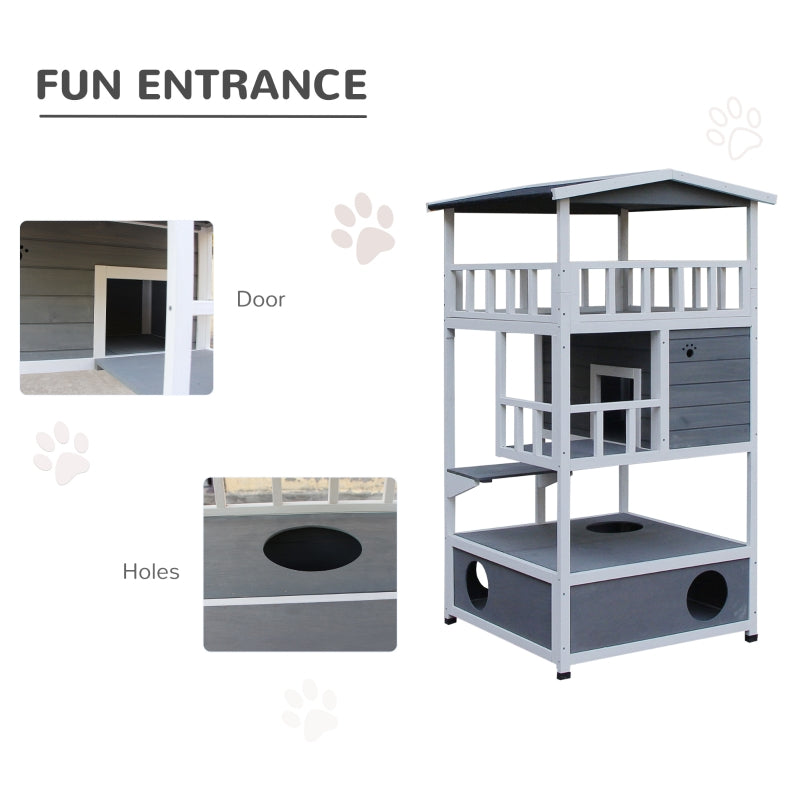 4-Level Outdoor Cat Condo with Perch and Elevated Enclosure - Seasonal Overstock