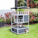 4-Level Outdoor Cat Condo with Perch and Elevated Enclosure - Seasonal Overstock
