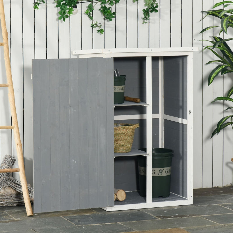 29.9" x 21.7" x 45.3" Grey Wood Vertical Garden Storage Shed with Shelf - Seasonal Overstock