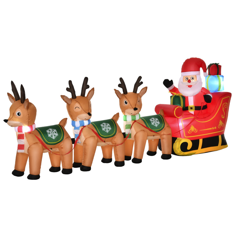 4.5ft Inflatable Santa on Sleigh & 3 Deer - Seasonal Overstock