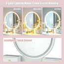 Vanity, Melvyna Luxury Vanity with LED Mirror - Gloss White / Gold - Seasonal Overstock