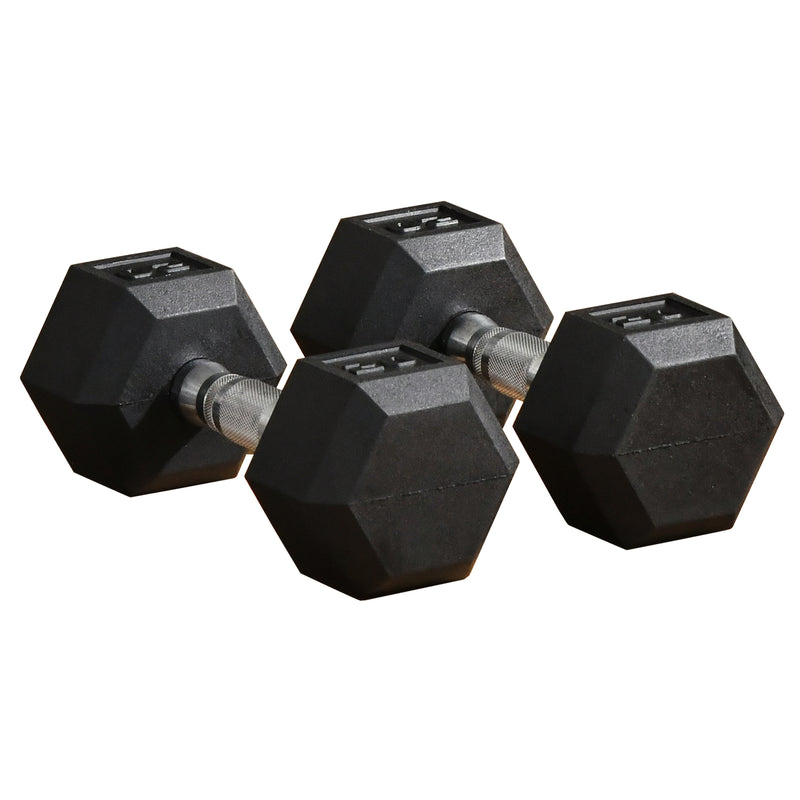 Set of Two 20lb Rubberized Hexagon Dumbbell Weights (40 lbs Total) - Seasonal Overstock