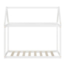 Xavier House Shaped Twin Size Wood Canopy Platform Bed - White - Seasonal Overstock
