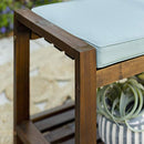 48" Walker Edison Indoor / Outdoor Patio Wood Bench with Washable Cushion - Blue - Seasonal Overstock