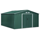 Storage Sheds, 11.2' x 12.5' Large Garden Storage Shed with Dual Sliding Doors - Green - Seasonal Overstock
