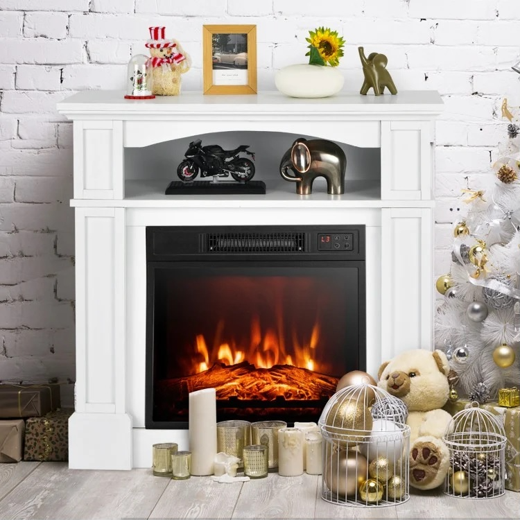 Baldwin 1400W Freestanding Electric Fireplace with Shelf - White - Seasonal Overstock
