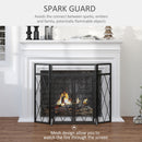 Fireplace Screens, 3-Panel Diamond Pattern Fireplace Screen with Doors - Seasonal Overstock