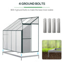 8' x 4' Lean-To Aluminum Frame Walk-In Greenhouse with Polycarbonate Panels, Sliding Door - Green