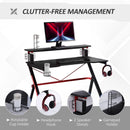 Rizer 47" 2-Tier Black and Red Gaming Desk with Cup Holder and Headphone Stand - Seasonal Overstock