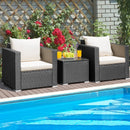 Tarin 3pc Outdoor Rattan Table and Chairs Set - White - Seasonal Overstock