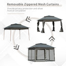 Gazebos, Zella 11' x 11' Grey Pop-Up Gazebo with Mesh Walls and Carry Bag - Seasonal Overstock