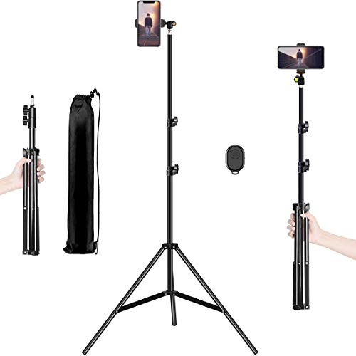 Selfie Stick Tripod, 65" Extendable Tall Camera Cell Phone Tripod Stand with Bluetooth Remote - Seasonal Overstock