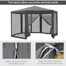 Gazebos, 13ft Hexagonal Portable Party Gazebo with Mesh Walls - Dark Grey - Seasonal Overstock