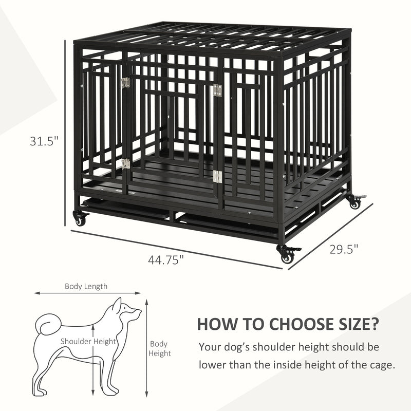45" Heavy Duty Steel Dog Crate with Casters - Seasonal Overstock