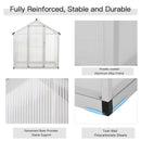 Greenhouses, 4' x 6.2' Walk-In Aluminum Frame Greenhouse with Polycarbonate Panels, Swing Door - Silver - Seasonal Overstock