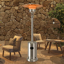 50,000 BTU Outdoor Standing Propane Patio Heater with Wheels - Silver - Seasonal Overstock