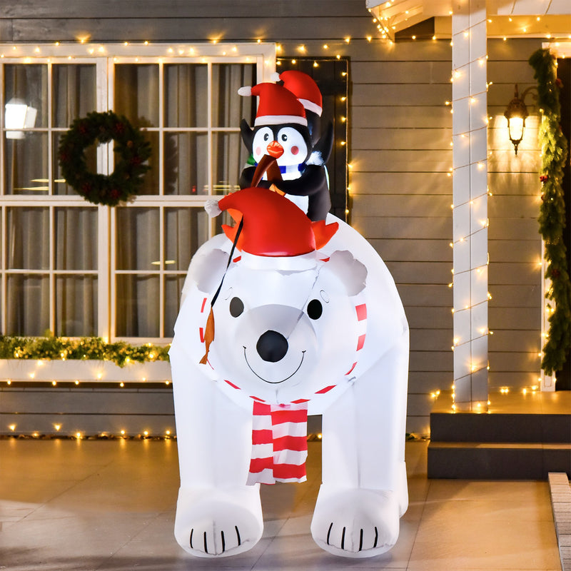 7ft Inflatable Polar Bear & Two Penguins - Seasonal Overstock