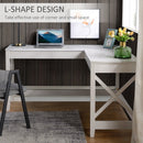 Desks, Cheyenne White Wood Grain L-Shaped Corner Computer Desk - Seasonal Overstock
