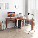 Jaydon L-Shaped Corner Desk with Corner Stand and Keyboard Tray - Brown - Seasonal Overstock