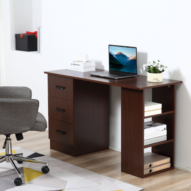 Joli Computer Writing Desk with 3 Shelves & 3 Drawers - Brown - Seasonal Overstock