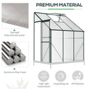 6' x 4' Lean-To Aluminum Frame Walk-In Greenhouse with Polycarbonate Panels, Sliding Door - Green
