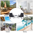 Ricardo 3pc Rattan Wicker Chair and Table Set - Black - Seasonal Overstock