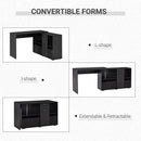 Simon Convertible L-Shaped Desk with Cabinet and Storage - Black - Seasonal Overstock