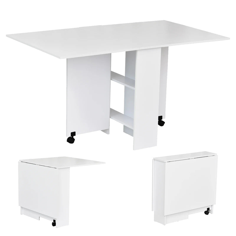 Simple White Drop-Leaf Table Seats 6 - Seasonal Overstock