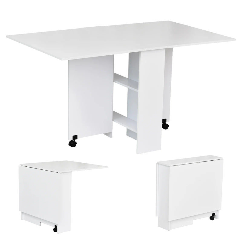 Simple White Drop-Leaf Table Seats - Main Image