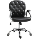 Stella Diamond Tufted Vanity Task Chair - Black Faux Leather - Seasonal Overstock